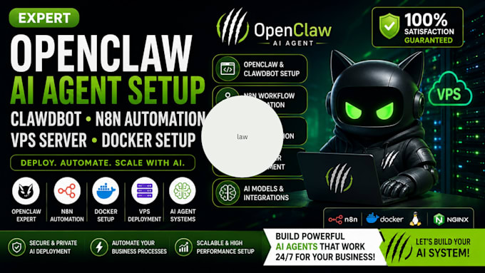 setup openclaw ai agent, clawdbot, n8n automation vps server