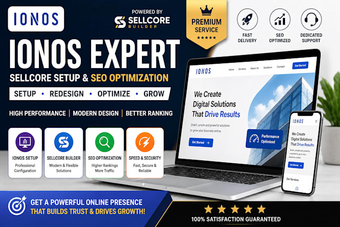 ionos website design sellcore builder SEO website redesign setup