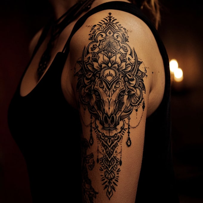 design custom wolf tattoo illustration