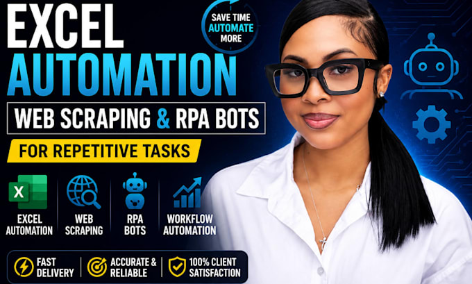 do excel automation, web scraping and rpa bots for repetitive tasks