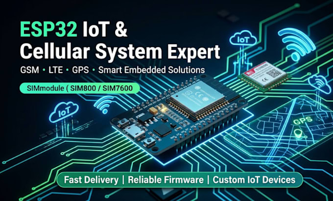 design esp32 sim GSM lte iot embedded firmware and cellular device system