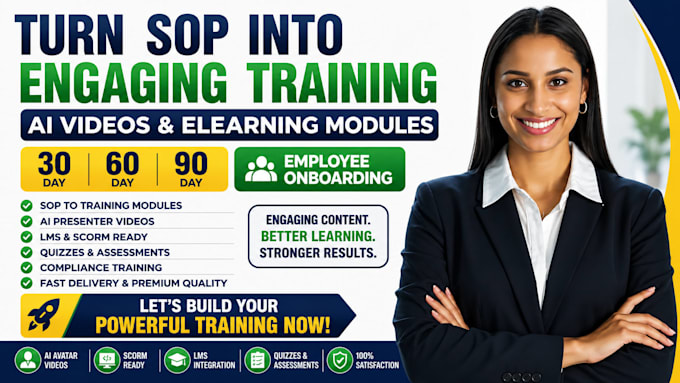 turn sop into 30 60 90 day onboarding ai training videos and elearning modules