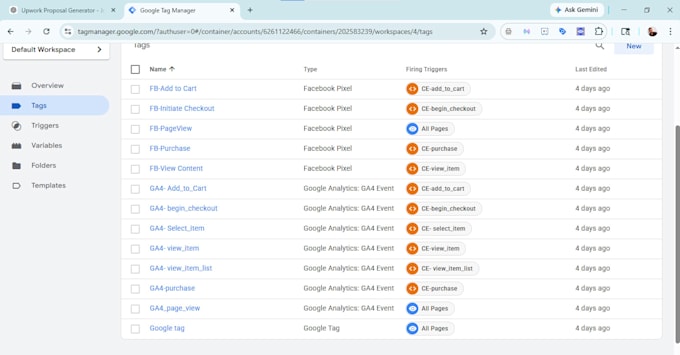 setup ga4, GTM, meta pixel, fb capi and shopify tracking