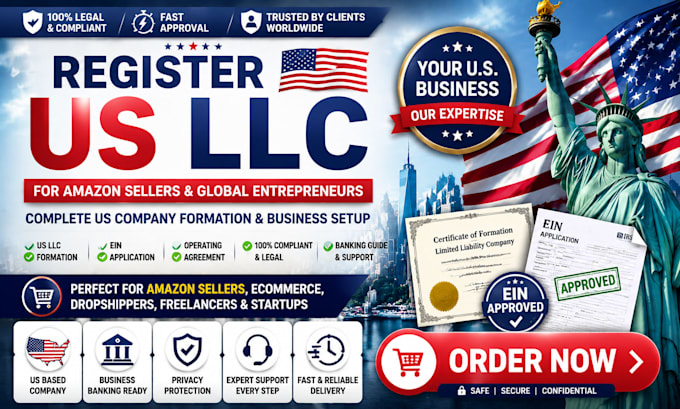 register US llc for amazon seller US company formation ein application USA setup