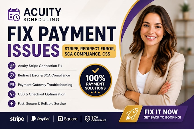 fix acuity stripe connection, redirect error, sca compliance, CSS optimization