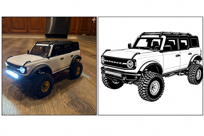 create custom black and white car vector artwork