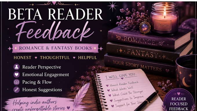 beta read your  fantasy or romance novel