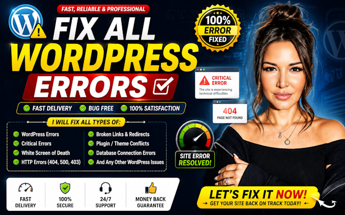 fix error 404 403 503 500, website critical http error broken link 24hrs fixed