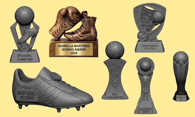 design custom 3d trophy models, awards and medals for 3d printing and rendering