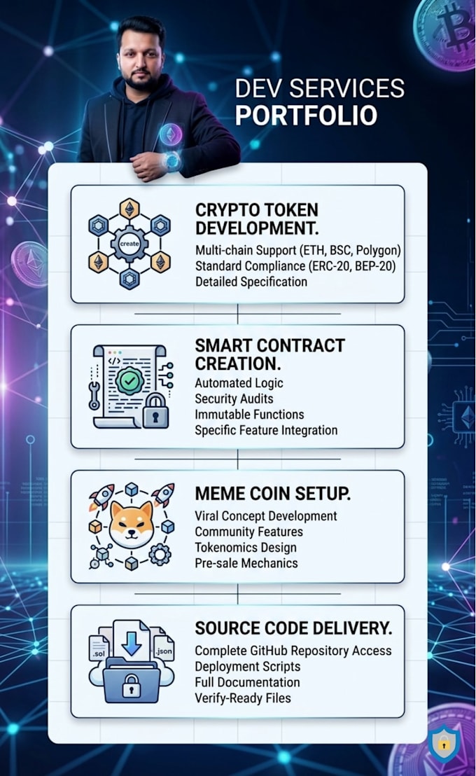 create crypto token, meme coin or erc20 bep20 smart contract