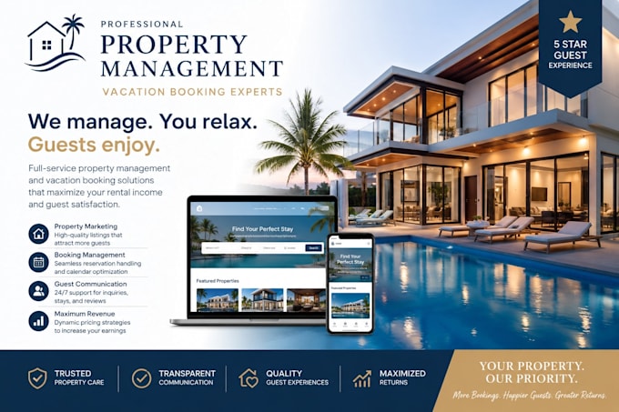 design real estate property management vacation booking website