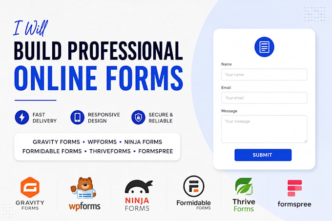 build gravity forms wpforms ninja forms formidable forms thriveforms formspree