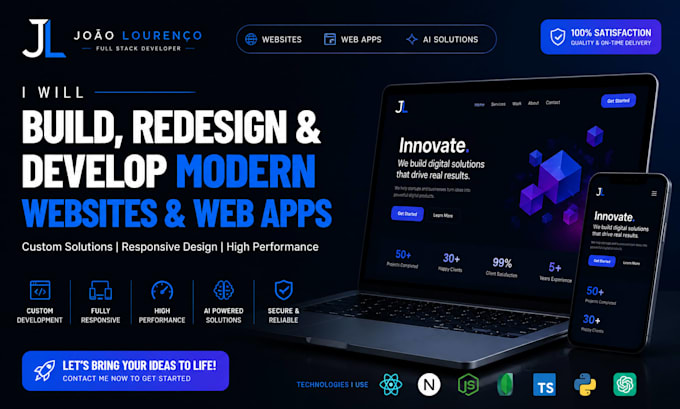 build custom website develop web app development redesign ai website design web