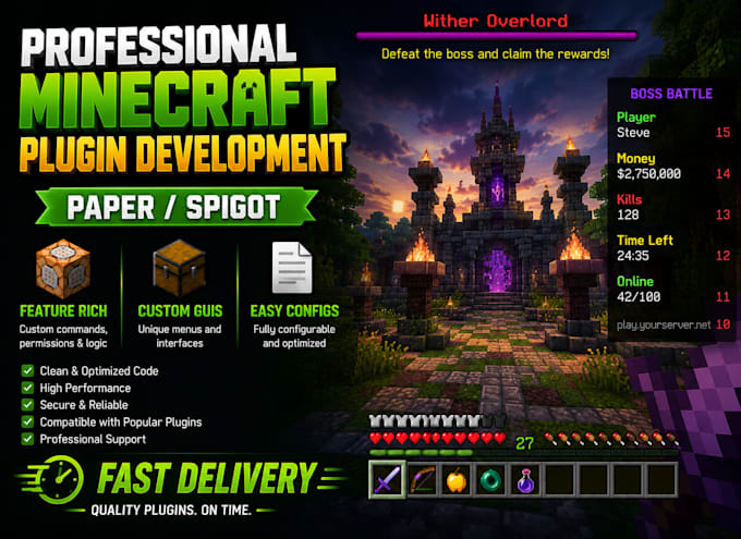 code professional minecraft paper plugins for your server