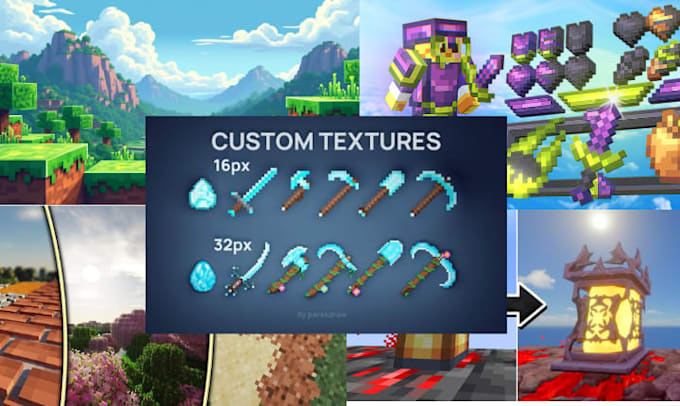 design high quality minecraft textures, resource packs for blocks, tools, armour