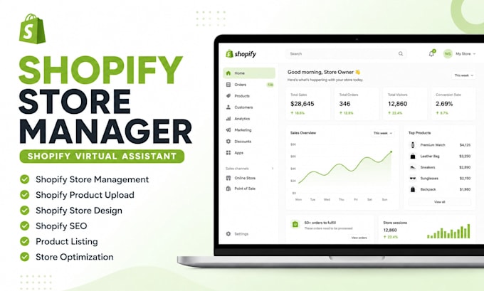 be your shopify store manager and shopify virtual assistant