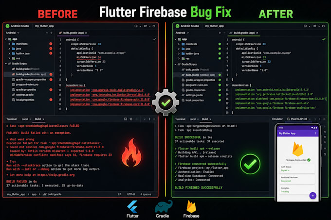 fix flutter firebase issues, firebase auth errors, and firestore bugs