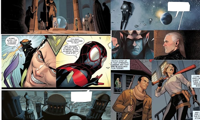 do comic book illustration, comic page, comic cover, comic character design