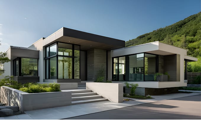 modern exterior  interior architectural design for residential homes 3d render