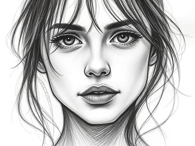 make a charcoal and pencil digital portrait illustration