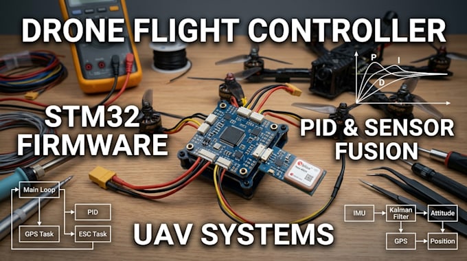 do drone flight controller firmware with stm32, sensor fusion, pid control, rtos