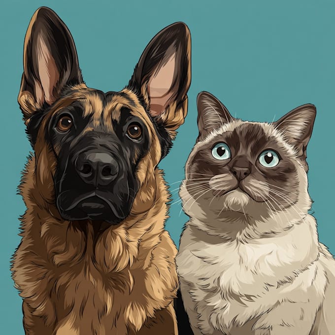 draw pet portrait into cartoon vector