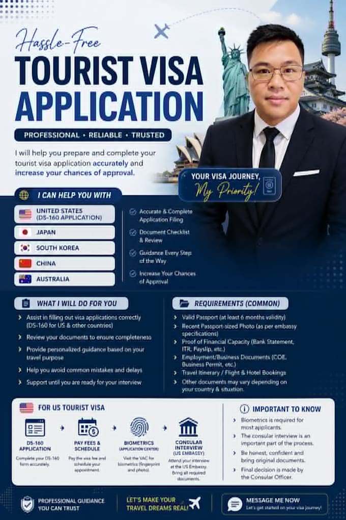 assist in completing the ds 160 form for USA visa application