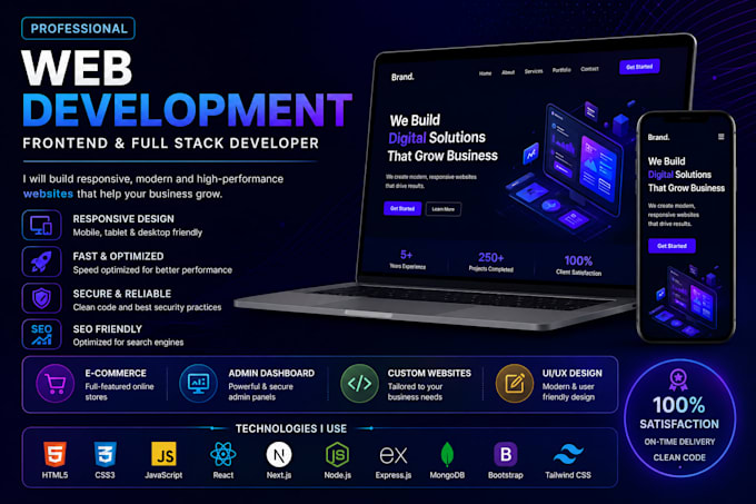 do custom website development as full stack web developer