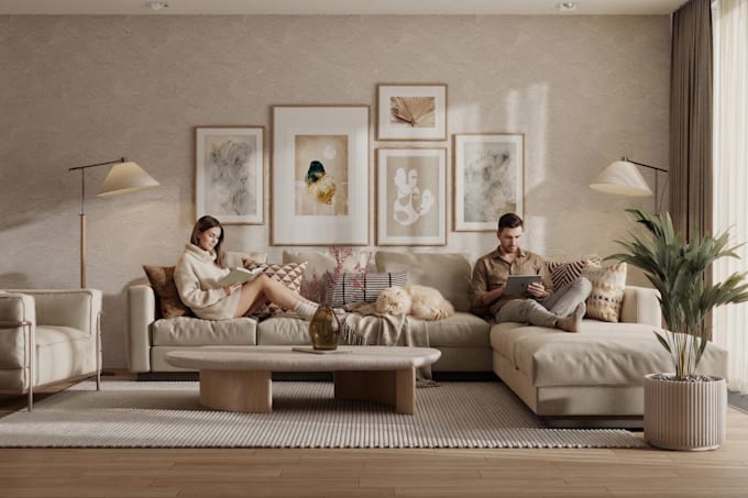 make cinematic cgi rendering for interior and exterior