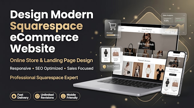 design modern squarespace ecommerce website online store design landing page