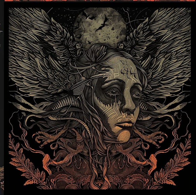 design dark art illustration with engraving style