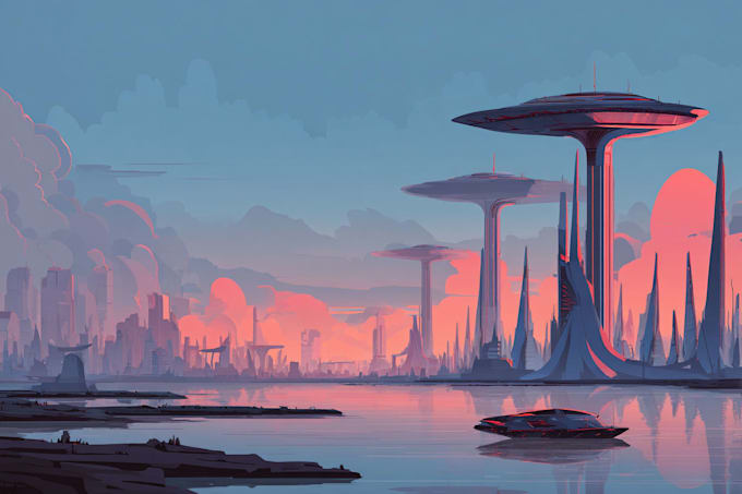 Draw a concept art of futuristic cyberpunk city by Rosalindwalls | Fiverr