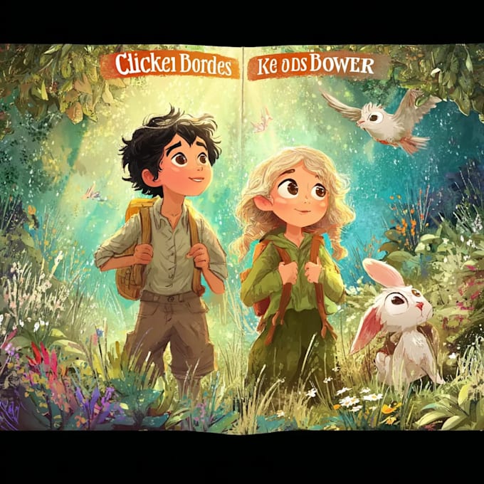 illustrate funny children comic book cover art