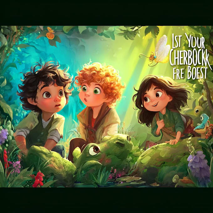make watercolor children book cover illustration
