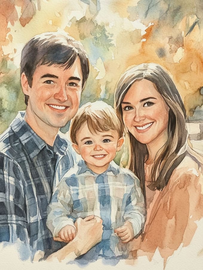 create watercolor family portrait