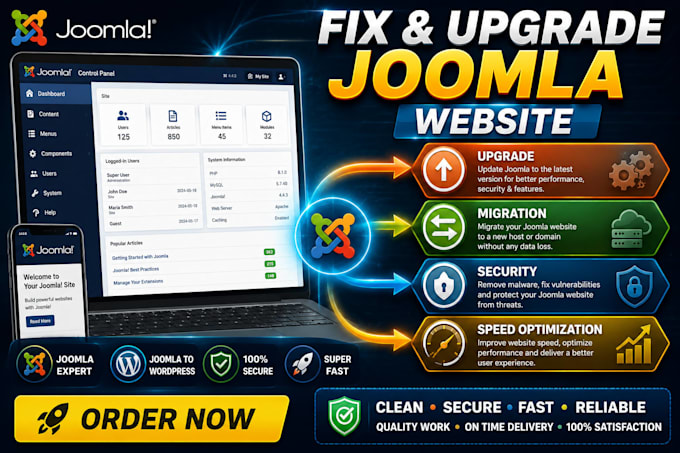 do joomla website, upgrade, joomla migration, redesign and joomla bug fix
