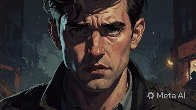draw a stylized portrait, disco elysium art