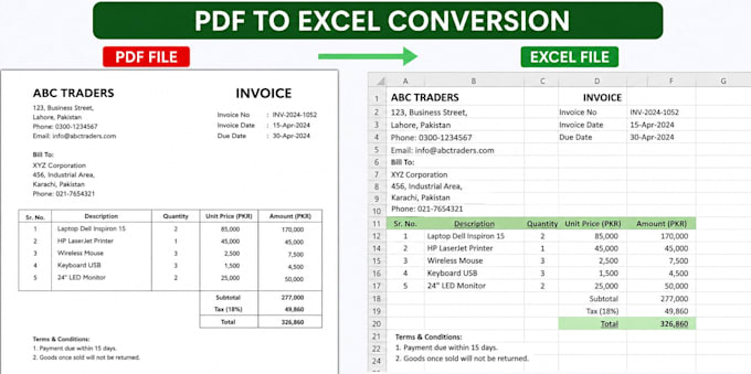 fast and accurate PDF to excel conversion