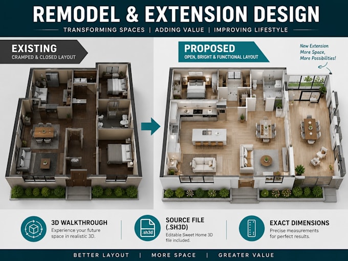 create existing vs proposed floor plans for your home remodel