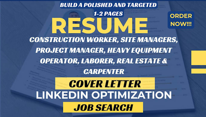 write construction real estate project manager heavy equipment carpenter resume