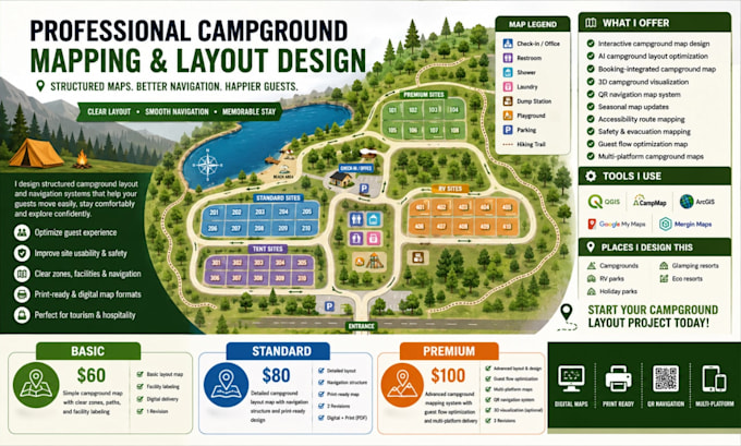 create a campground map for guest navigation and site experience