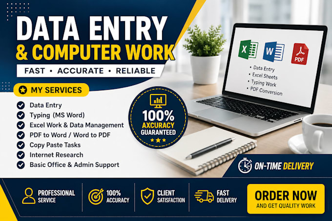 do professional excel data entry, fast web research and copy paste work in 24hor