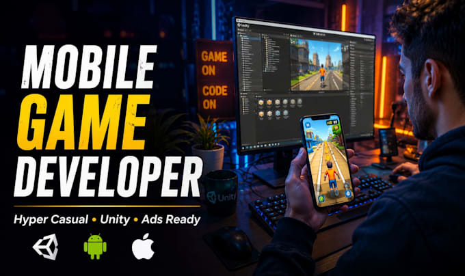 develop hyper casual mobile game in unity endless runner, arcade, tap game