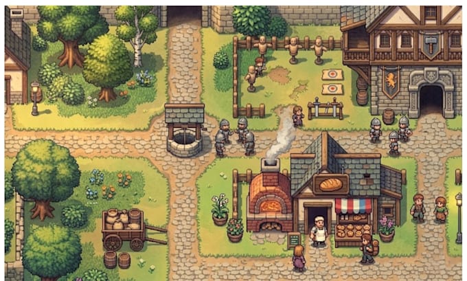 create 2d top down pixel art assets tilesets godot rpg maker map sprite for game