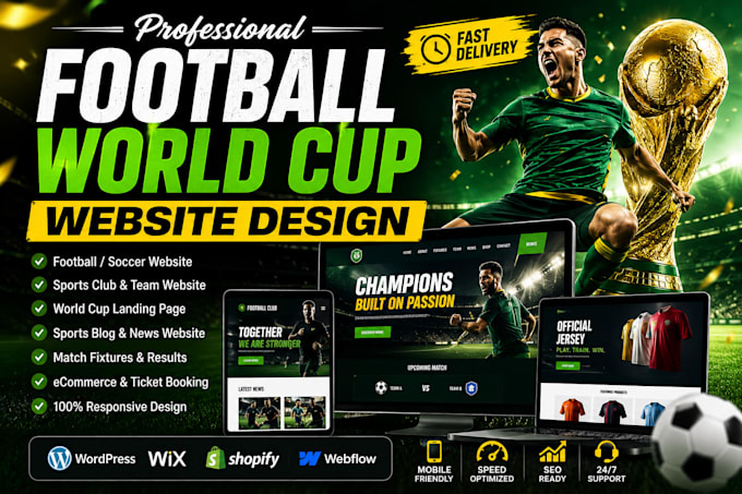 design worldcup website soccer website sport website using wix wordpress shopify