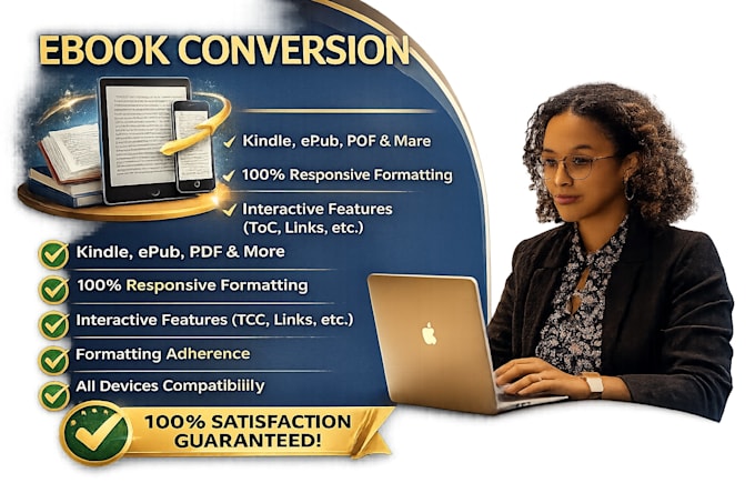 do the ebook conversion from PDF, word, indesign into epub, kindle formats