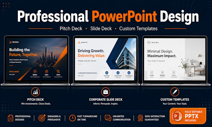 design a professional powerpoint presentation and slide deck template