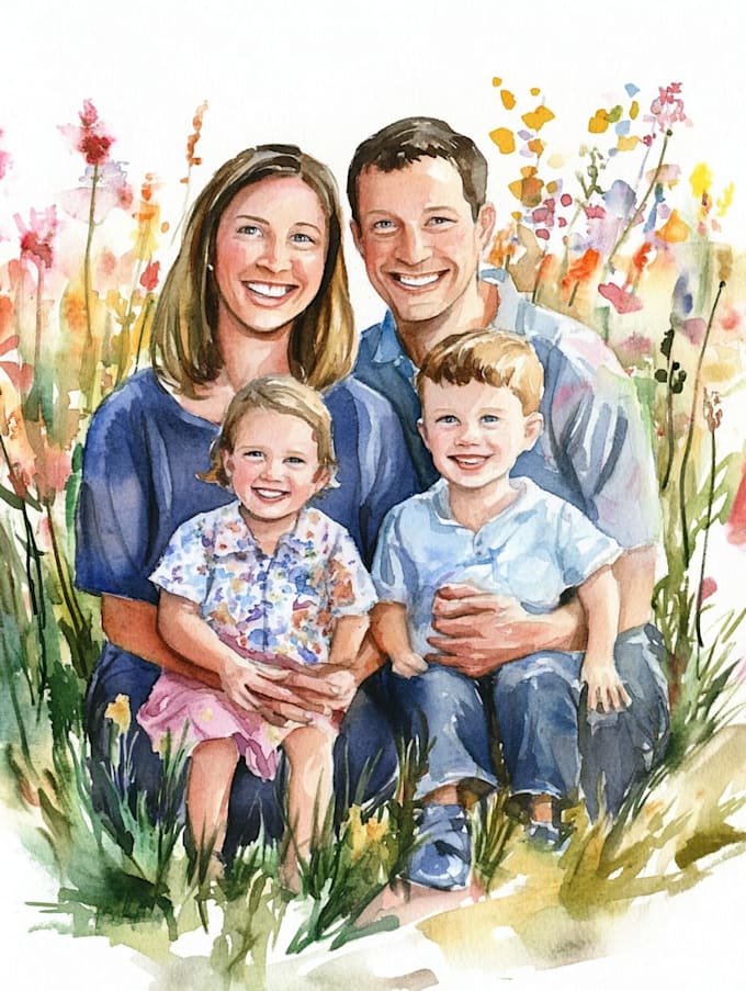 custom watercolor family portrait