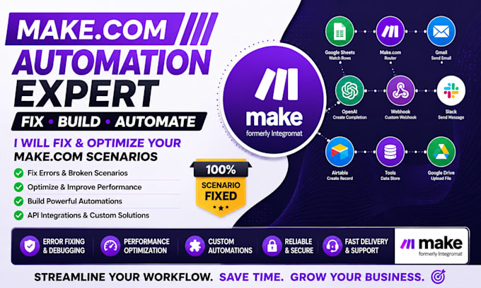 make com automation expert fix make com scenerio make com