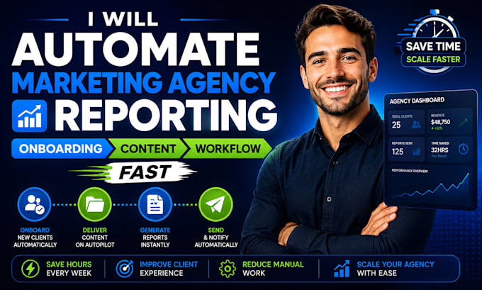 automate marketing agency reporting onboarding content workflow